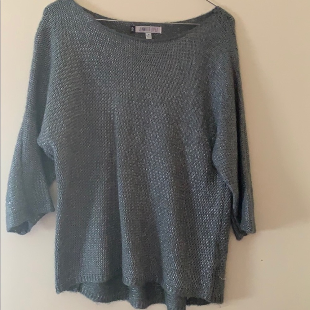 Jennifer Lopez Sweater 3/4 sleeves metallic gray size M.
